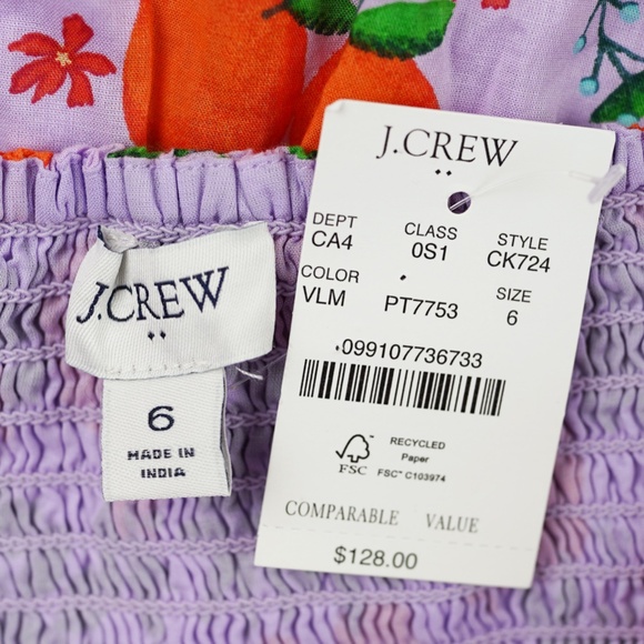New JCREW Size 6 Strappy Midi Dress in Vintage Lilac Multi $128 CK724 - Picture 5 of 5